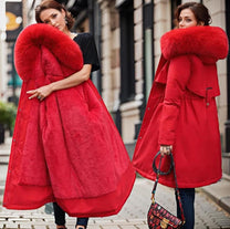 Water-Resistant Quilted Coat With Faux Fur Hood