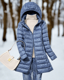 Water-Resistant Quilted Hooded Long Jacket