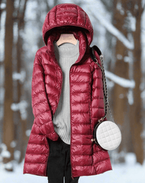 Water-Resistant Quilted Hooded Long Jacket
