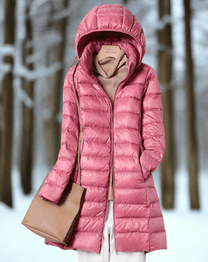 Water-Resistant Quilted Hooded Long Jacket