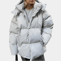 Water-Resistant Quilted Oversized Hooded Jacket