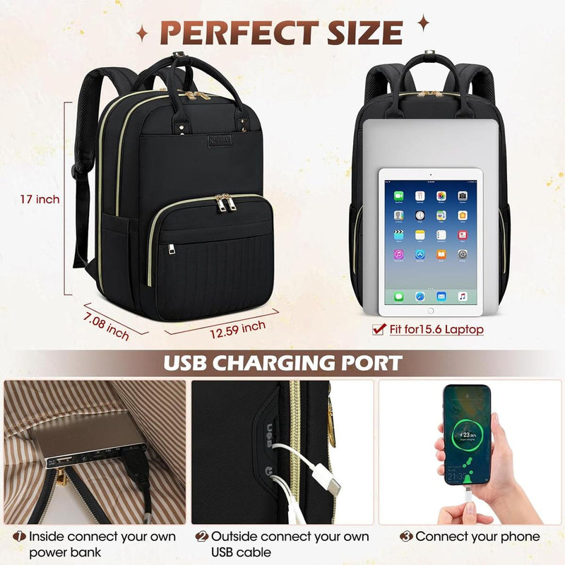 Water-Resistant Travel Laptop Backpack For 15.6 Inch Laptops With Organised Compartments