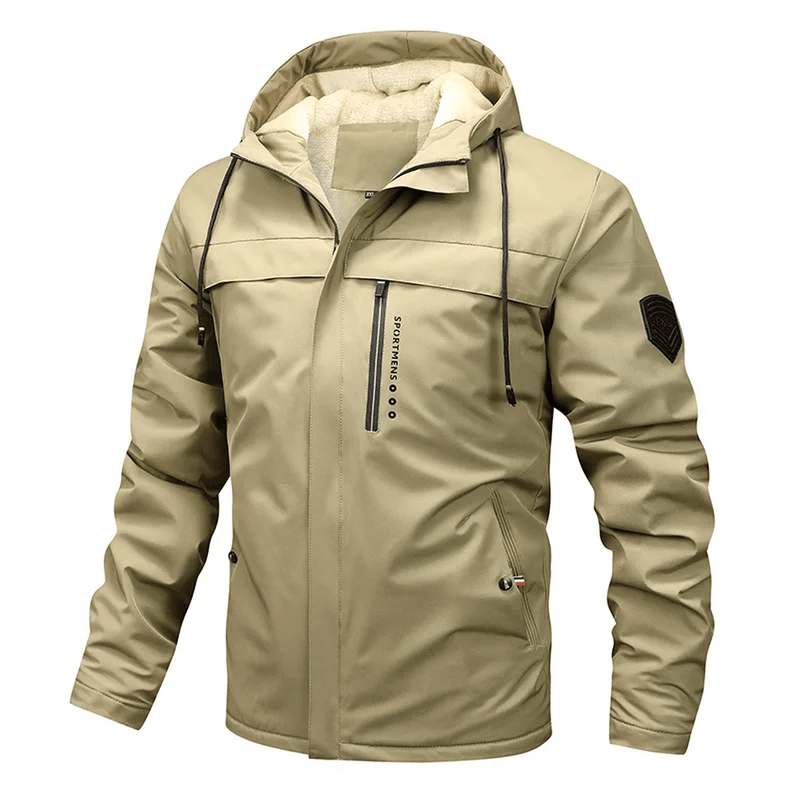Water-Resistant Windproof Jacket With Fleece-Lined Hood