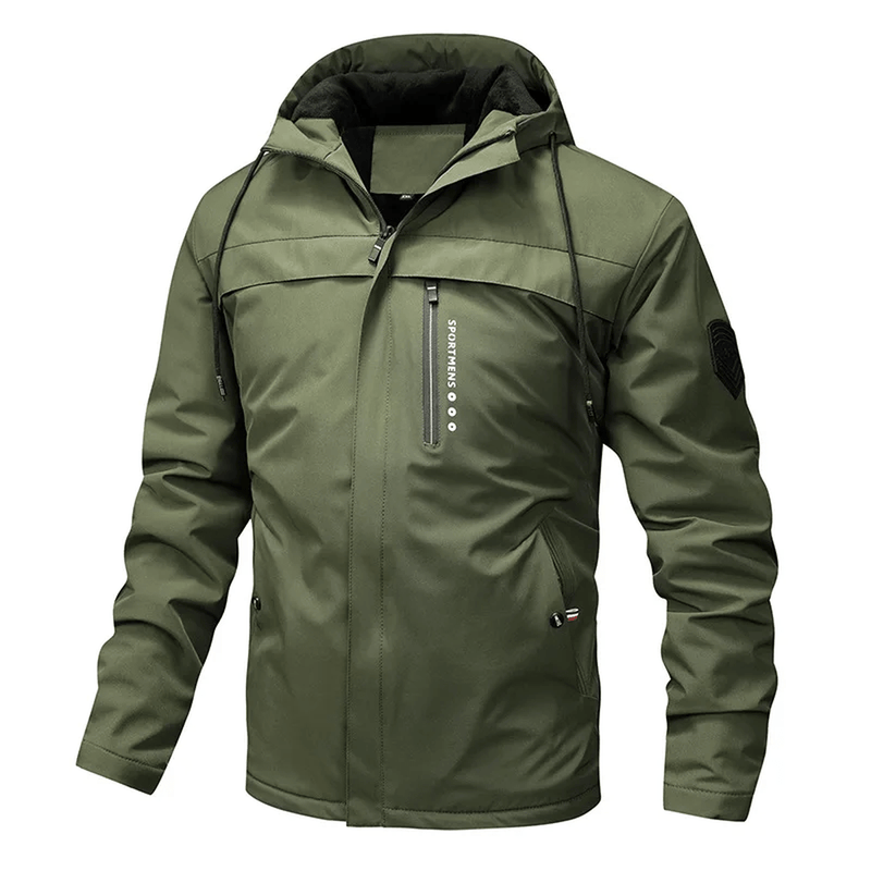 Water-Resistant Windproof Jacket With Fleece-Lined Hood