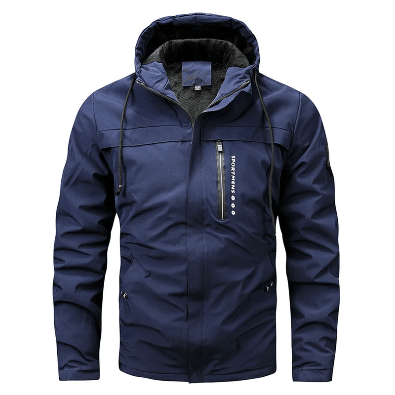 Water-Resistant Windproof Jacket With Fleece-Lined Hood