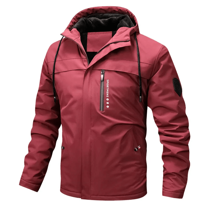 Water-Resistant Windproof Jacket With Fleece-Lined Hood