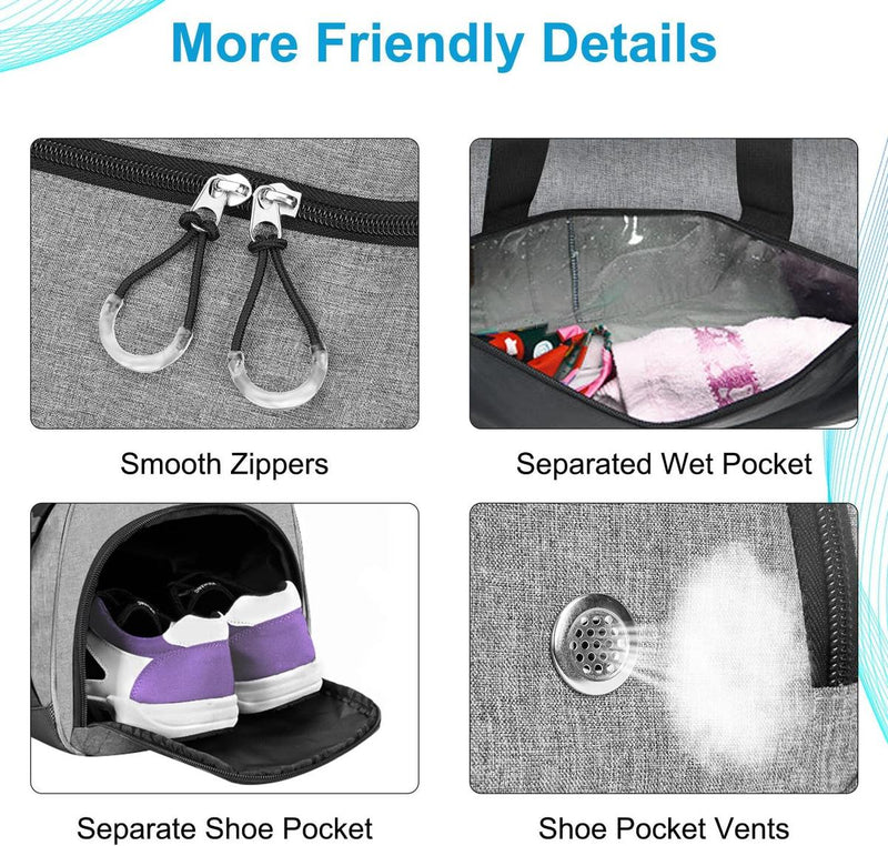 Waterproof 30L Sports Duffel Bag With Shoe Compartment And Wet Pocket