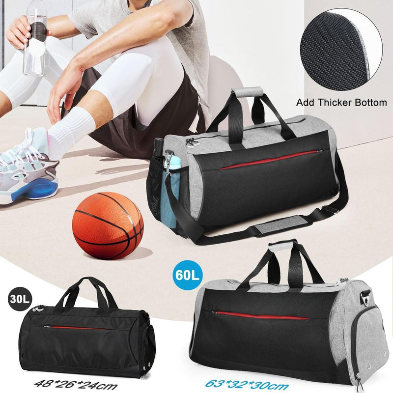 Waterproof 30L Sports Duffel Bag With Shoe Compartment And Wet Pocket