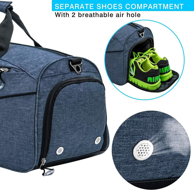 Waterproof 35L Sports Bag With Shoe Compartment And Wet Pocket