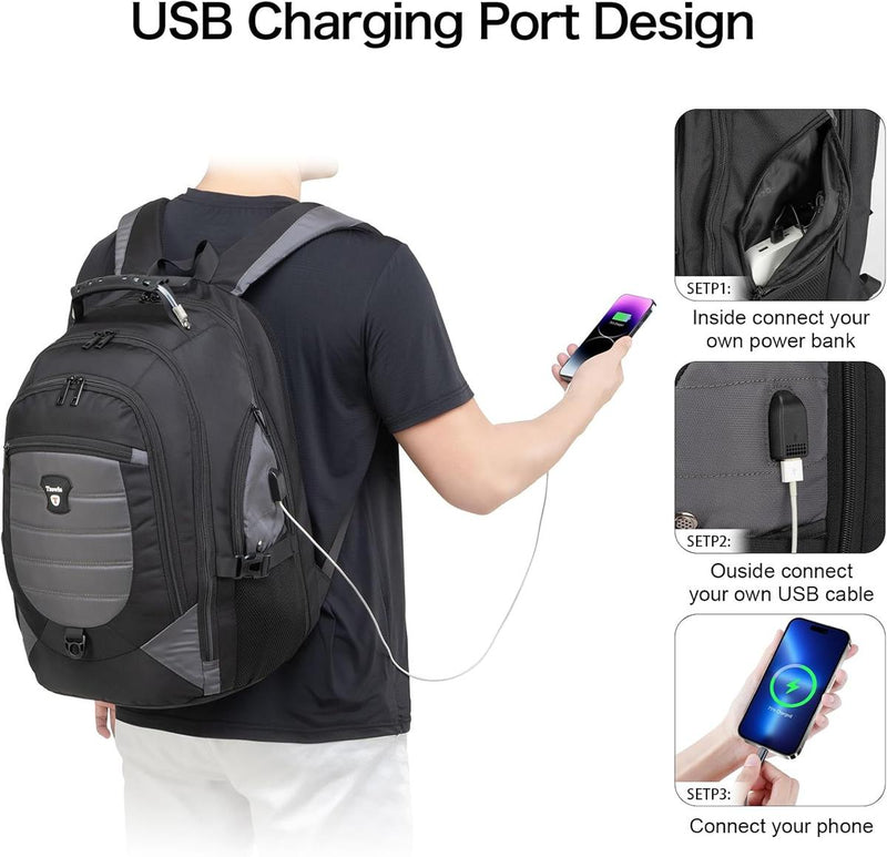 Waterproof Anti-Theft Laptop Backpack With USB Port For 17.3&quot; Laptops