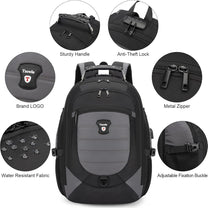 Waterproof Anti-Theft Laptop Backpack With USB Port For 17.3&quot; Laptops