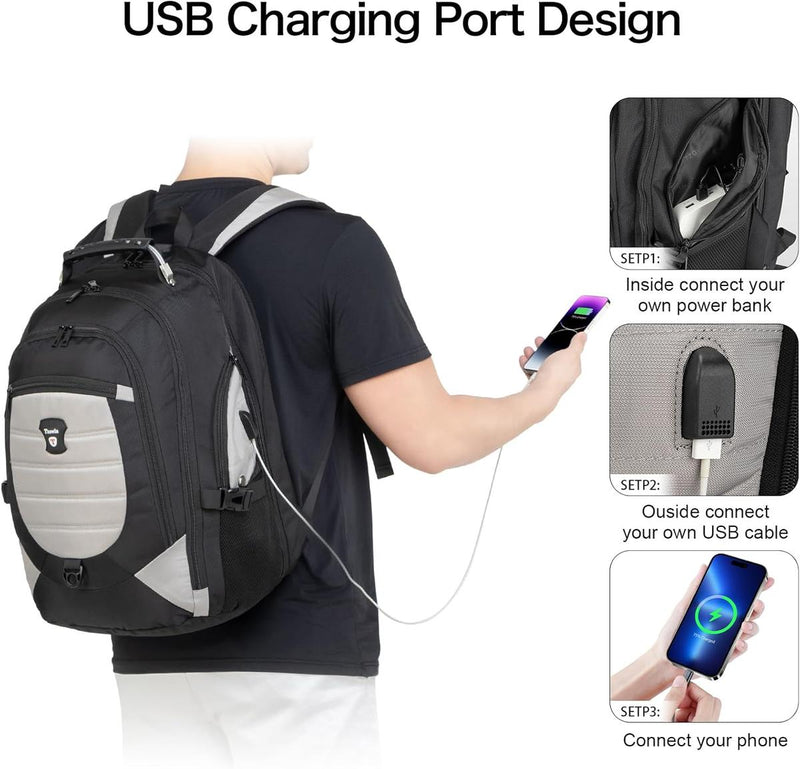 Waterproof Anti-Theft Laptop Backpack With USB Port For 17.3&quot; Laptops