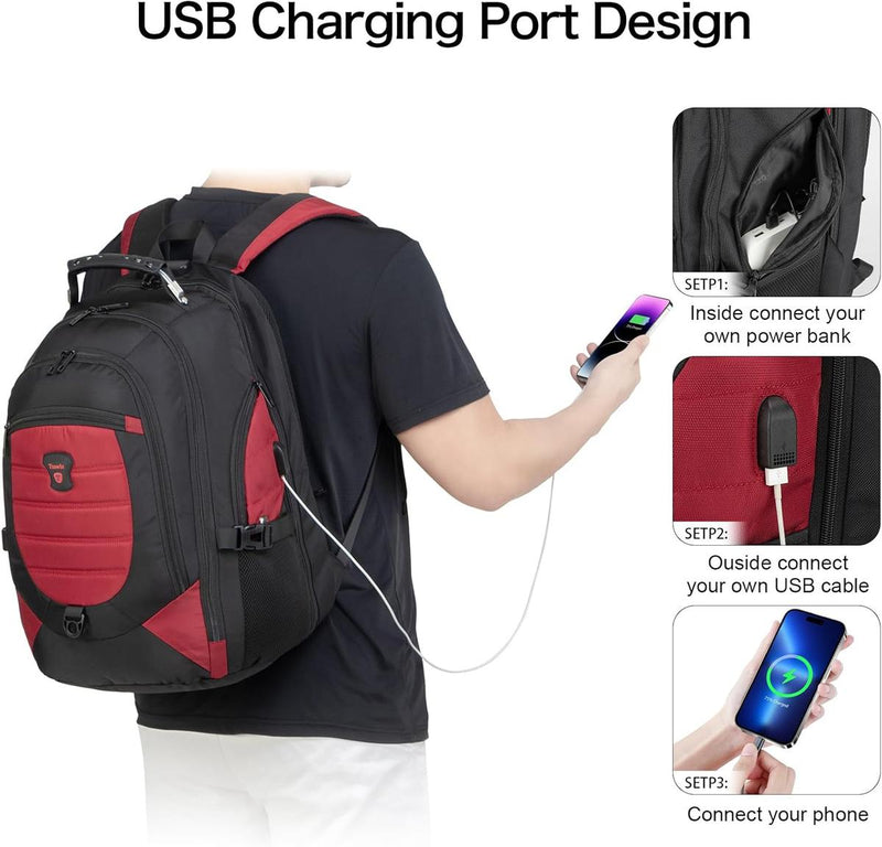 Waterproof Anti-Theft Laptop Backpack With USB Port For 17.3&quot; Laptops