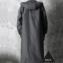 Waterproof Black Hooded Long Coat