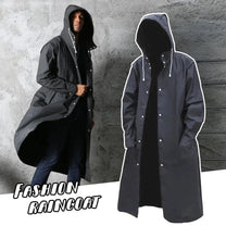 Waterproof Black Hooded Long Coat