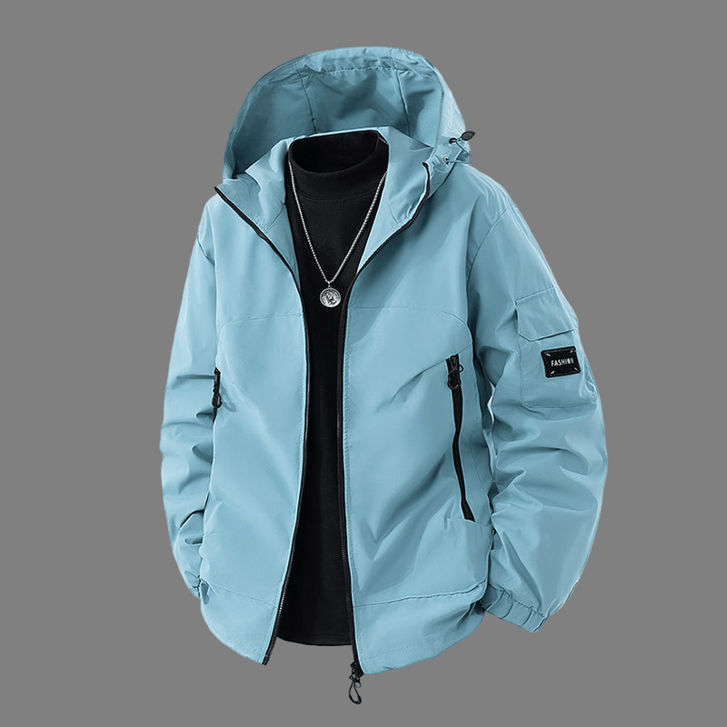 Waterproof Casual Hooded Jacket With Zip Pockets