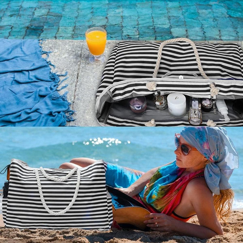 Waterproof Extra Large Beach Tote Bag With Bonus Travel Pouch