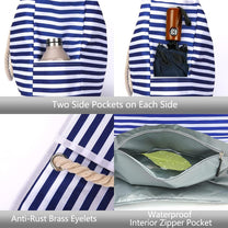 Waterproof Extra Large Beach Tote Bag With Bonus Travel Pouch