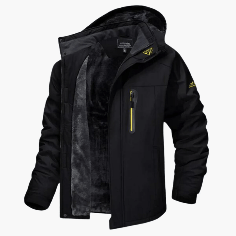 Waterproof Fleece-Lined Hooded Jacket For Outdoor Activities