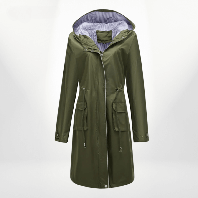 Waterproof Hooded Trench Coat With Adjustable Fit