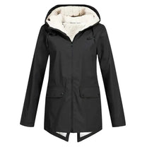 Waterproof Hooded Trench Coat With Fleece Lining