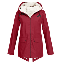 Waterproof Hooded Trench Coat With Fleece Lining