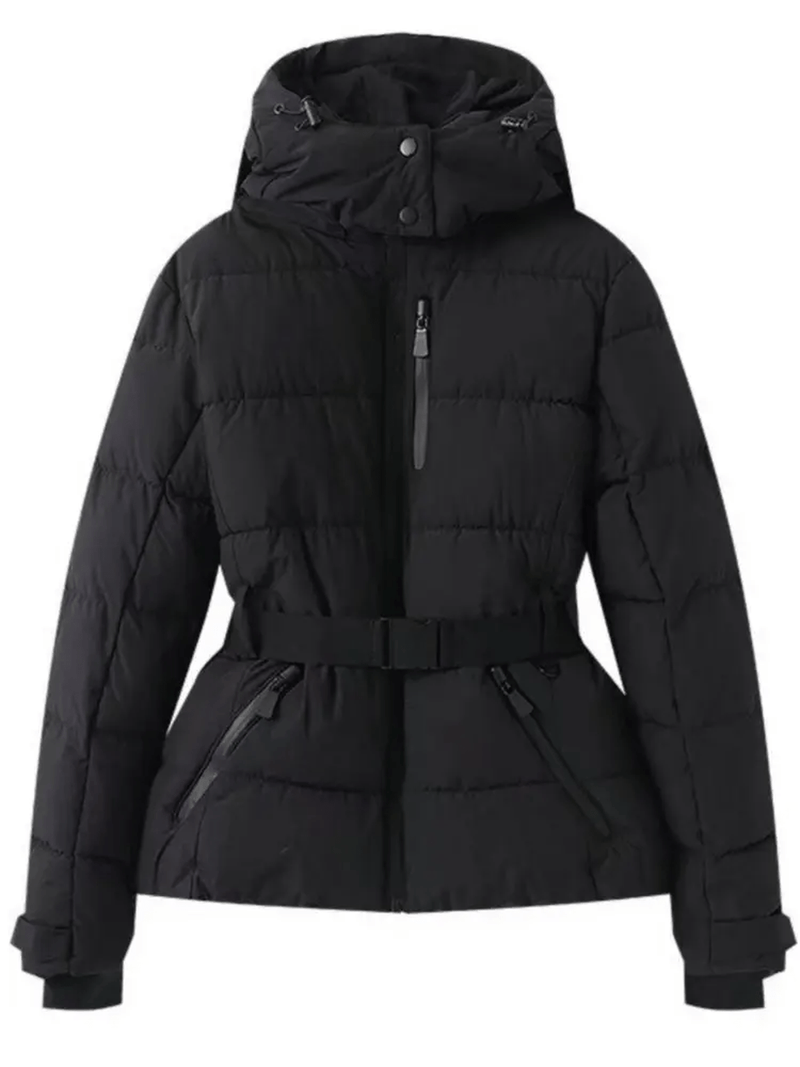 Waterproof Insulated Puffer Ski Jacket With Belt