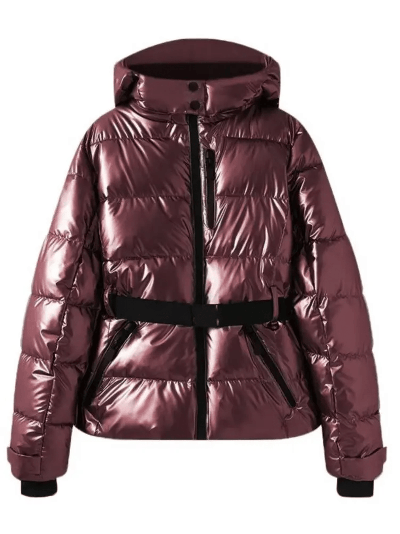 Waterproof Insulated Puffer Ski Jacket With Belt