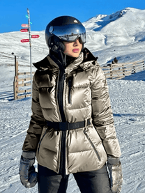 Waterproof Insulated Puffer Ski Jacket With Belt