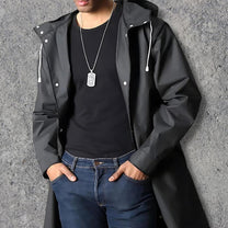 Waterproof Knee-Length Raincoat With Adjustable Hood