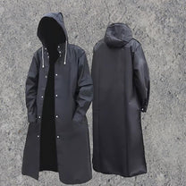Waterproof Knee-Length Raincoat With Adjustable Hood