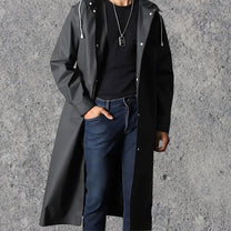Waterproof Knee-Length Raincoat With Adjustable Hood