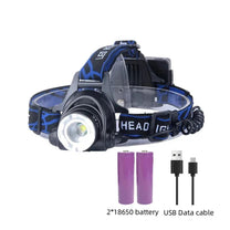 Waterproof LED Headlamp With Zoom &amp; Rechargeable Battery For Outdoor Activities
