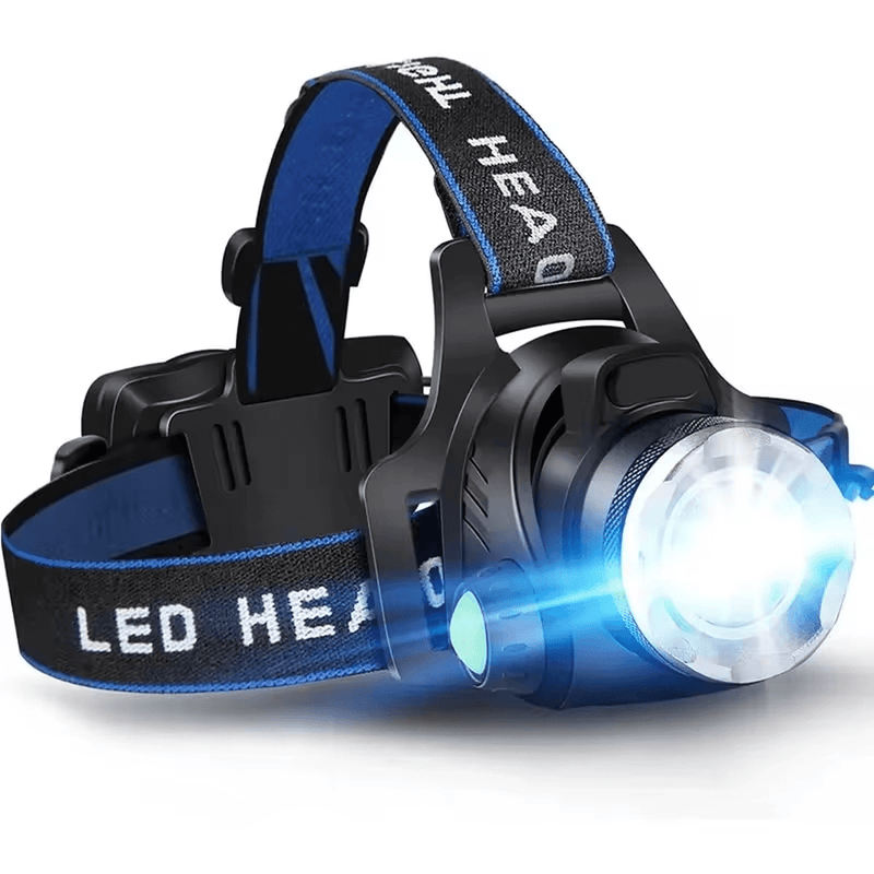Waterproof LED Headlamp With Zoom &amp; Rechargeable Battery For Outdoor Activities