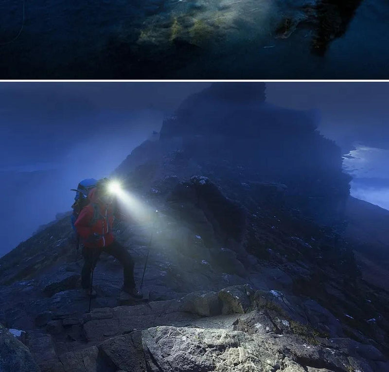 Waterproof LED Headlamp With Zoom &amp; Rechargeable Battery For Outdoor Activities