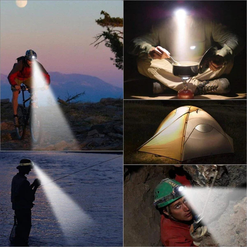 Waterproof LED Headlamp With Zoom &amp; Rechargeable Battery For Outdoor Activities