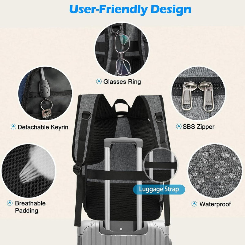 Waterproof Laptop And Lunch Backpack With USB Charging Port