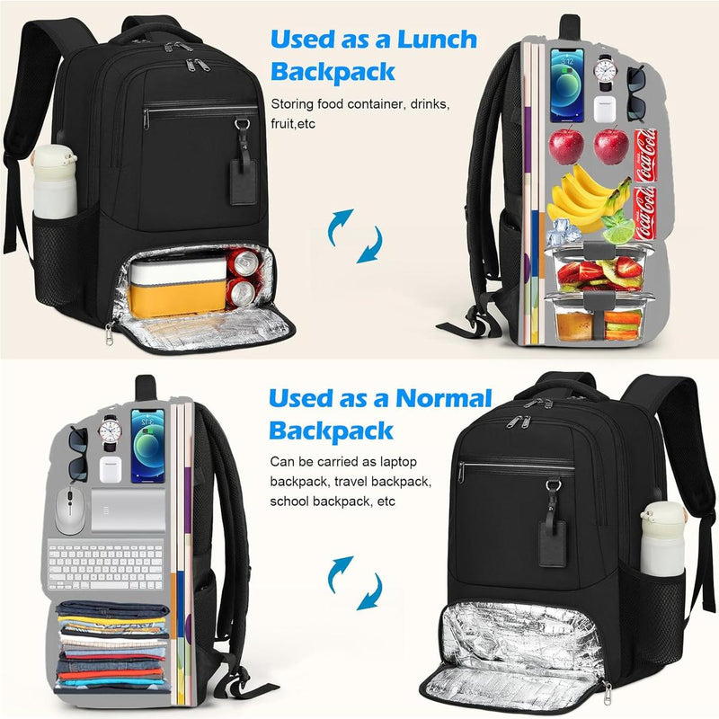 Waterproof Laptop And Lunch Backpack With USB Charging Port