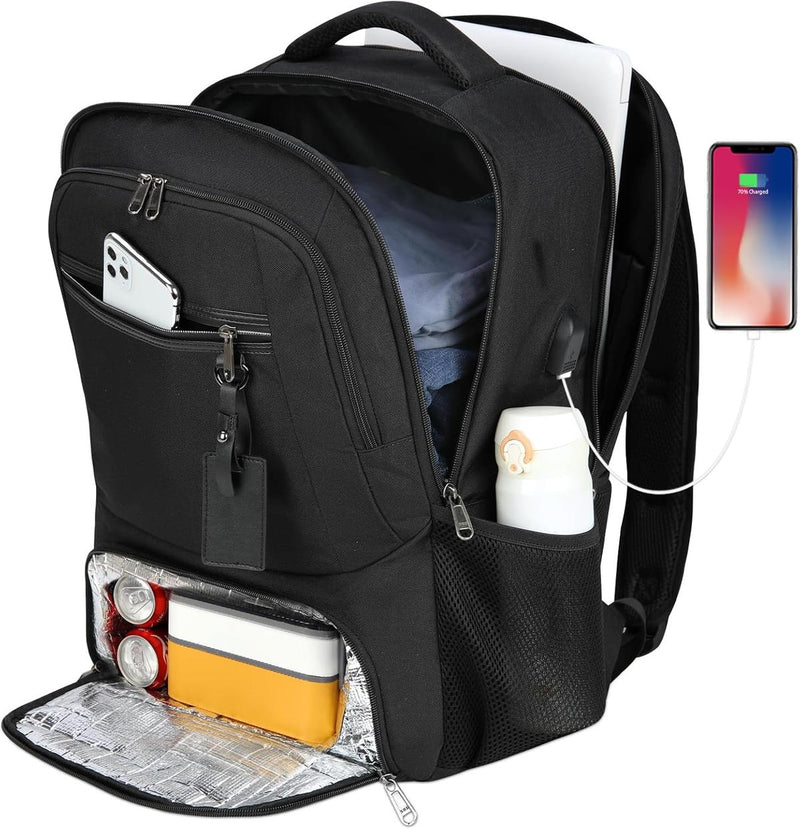 Waterproof Laptop And Lunch Backpack With USB Charging Port