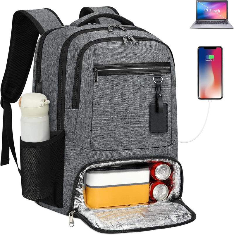 Waterproof Laptop And Lunch Backpack With USB Charging Port