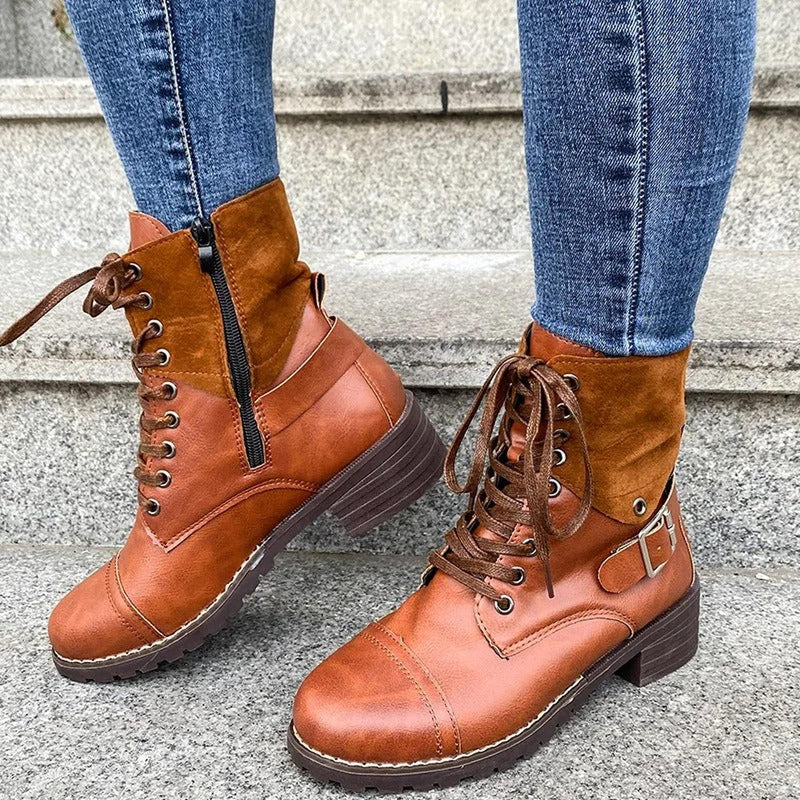 Waterproof Leather Boots With Zip Closure