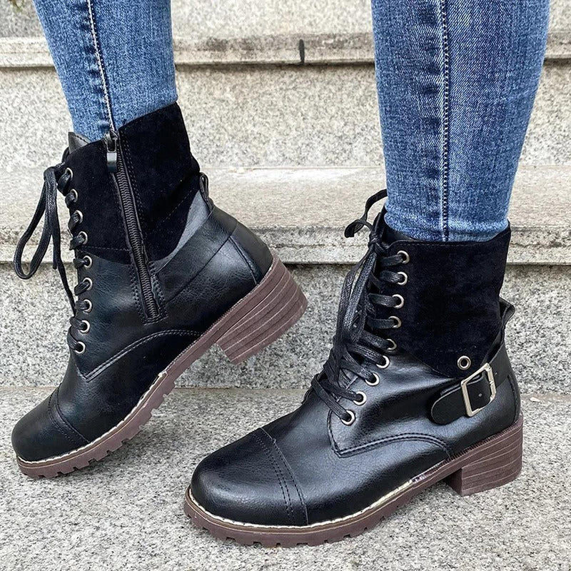 Waterproof Leather Boots With Zip Closure