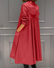 Waterproof Long Hooded Trench Coat for Autumn and Winter