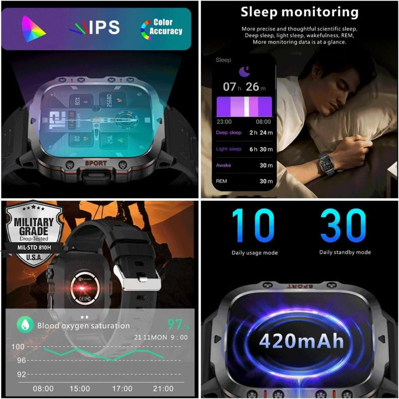 Waterproof Outdoor Smartwatch With Health Monitoring