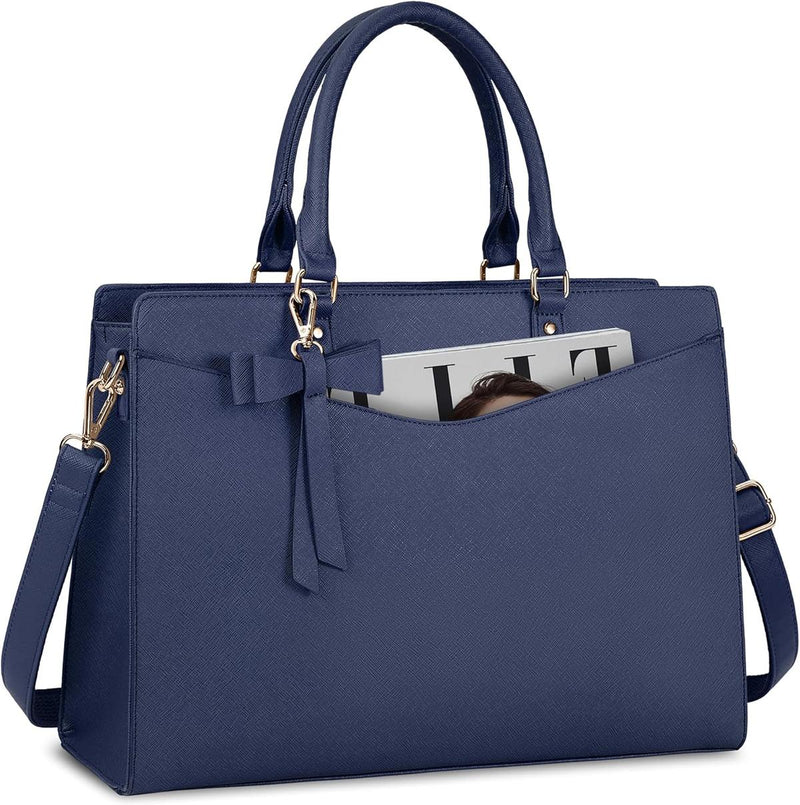 Waterproof PU Leather Laptop Bag For Women With Multi-Compartment Design