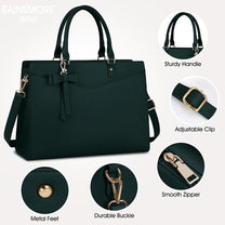 Waterproof PU Leather Laptop Bag For Women With Multi-Compartment Design