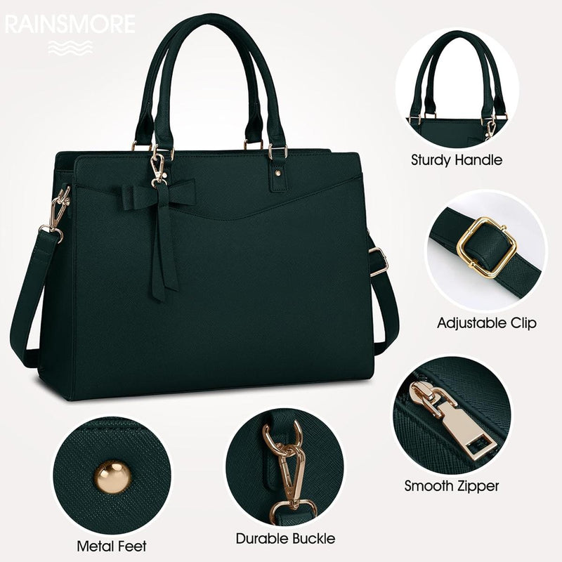 Waterproof PU Leather Laptop Bag For Women With Multi-Compartment Design