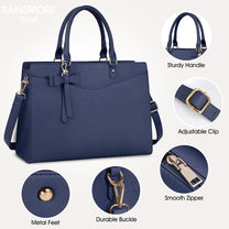 Waterproof PU Leather Laptop Bag For Women With Multi-Compartment Design
