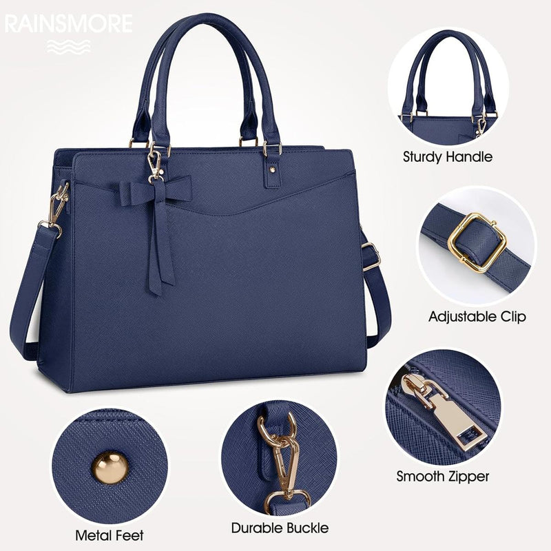 Waterproof PU Leather Laptop Bag For Women With Multi-Compartment Design