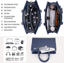 Waterproof PU Leather Laptop Bag For Women With Multi-Compartment Design